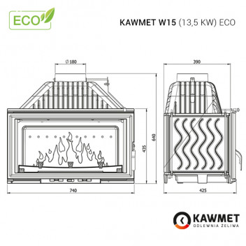 Wkład kominkowy KAWMET W15 (13,5 kW) ECO